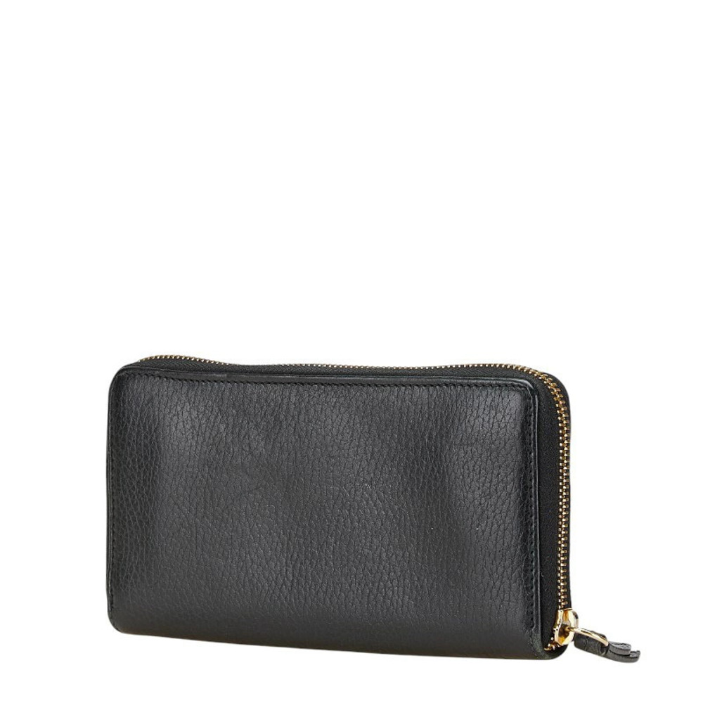 Gucci Round GG Wallet Black Leather Marmont Long Zip Black